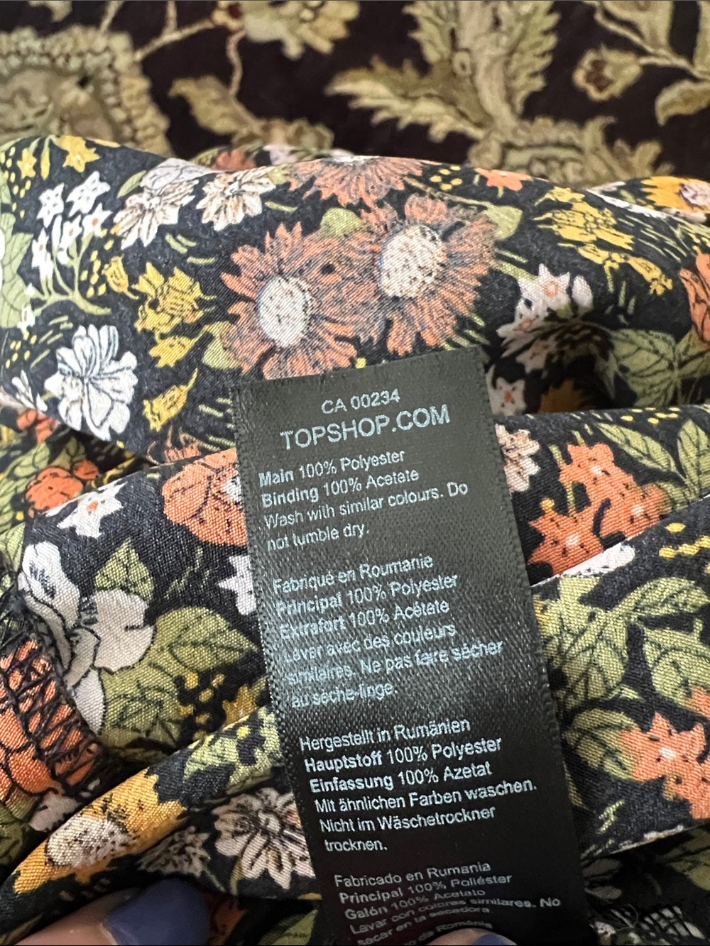 Topshop Black Floral Long-Sleeve Maxi Dress with Multi-Color Blooms - Picture 8 of 8